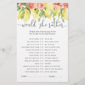 Papier Jeu de Fête des mariées florale de citron (Devant)