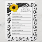 Papier Jeu de Fête des mariées florale jaune tournesol no (Devant / Derrière)