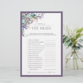 Papier Jeu de Fête des mariées florale Lavender Watercolo (Debout devant)