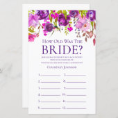 Papier Jeu de Fête des mariées florale pourpre (Devant / Derrière)