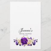 Papier Jeu de Fête des mariées Florale Royal violet or (Dos)