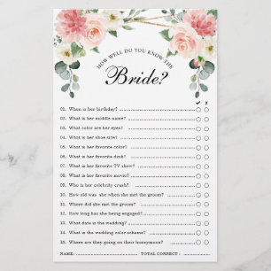 Papier Jeu de Fête des mariées géométrique florale rose v