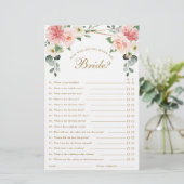 Papier Jeu de Fête des mariées géométrique florale rose v (Debout devant)