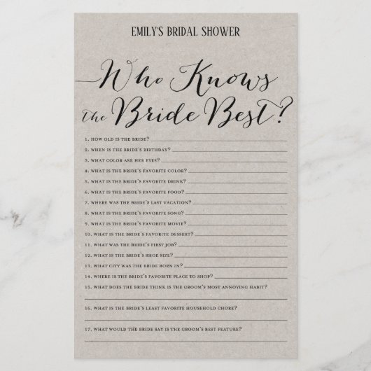 Papier Jeu de Fête des mariées gris rustique moderne IMPR (Devant)