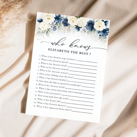 Papier Jeu de Fête des mariées Marine Blue and White Rose