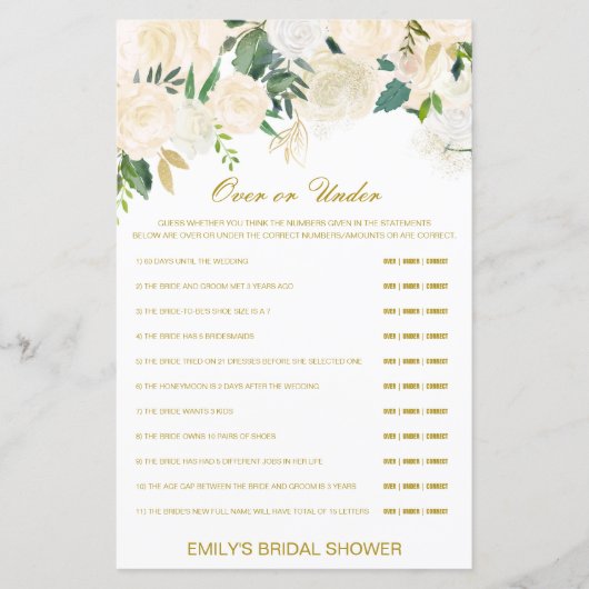 Papier Jeu de Fête des mariées modifiable sur ou sous (Devant)