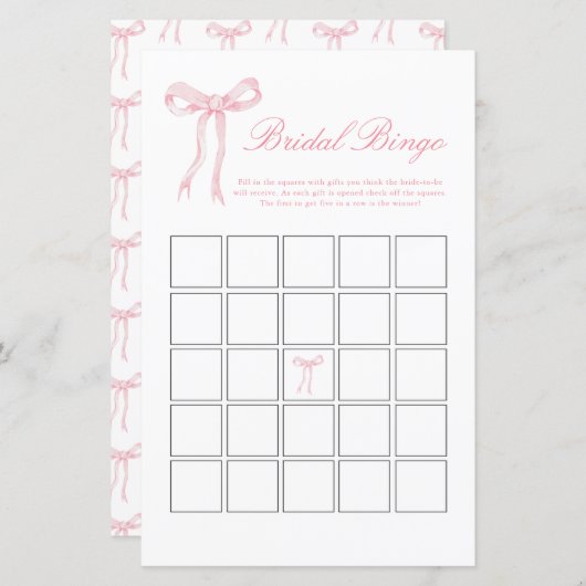 Papier Jeu de Fête des mariées Rose Bow (Devant / Derrière)