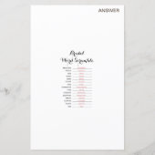 Papier Jeu de Fête des mariées - Rubrique de mots (Dos)