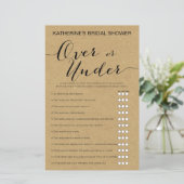 Papier Jeu de Fête des mariées Rustique Kraft IMPRIMÉ (Debout devant)