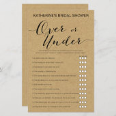 Papier Jeu de Fête des mariées Rustique Kraft IMPRIMÉ (Devant / Derrière)