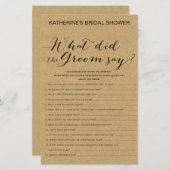 Papier Jeu de Fête des mariées Rustique Kraft IMPRIMÉ (Devant / Derrière)