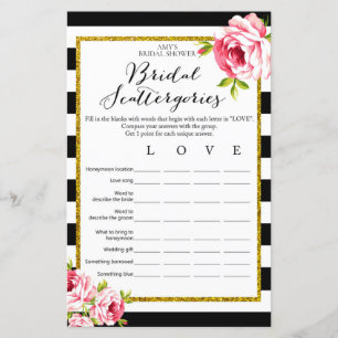 Papier Jeu de Fête des mariées - Scattergories nuptiales