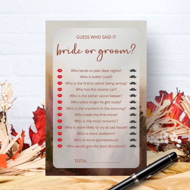 Papier Jeu de Fête des mariées Terracota Forêt Automne (Créateur téléchargé)