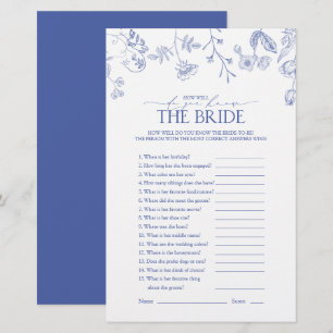 Papier Jeu de Fête des mariées victorienne bleu et blanc