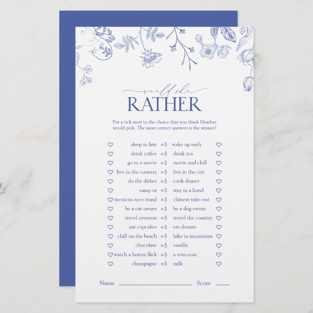 Papier Jeu de Fête des mariées victorienne bleu et blanc (Devant / Derrière)