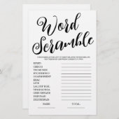 Papier Jeu de Fête des mariées Word Scramble (Devant / Derrière)