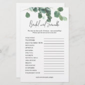 Papier Jeu de Fête des mariées Word Scramble Eucalyptus f (Devant / Derrière)