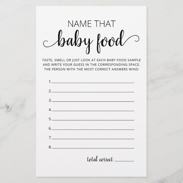 Papier Jeu de fête pour identifier la nourriture pour béb (Devant)