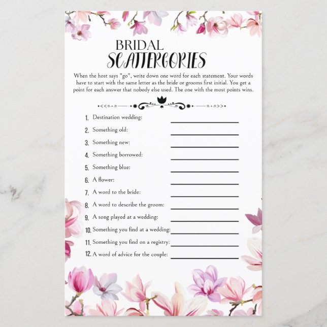 Papier Jeu de Fêtes des mariées florales (Devant)