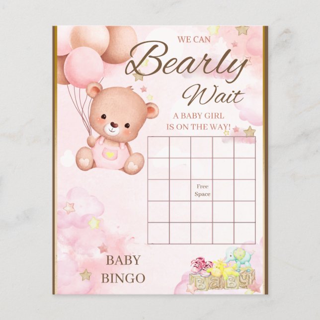 Papier Jeu de fille Baby shower d'ours (Devant)