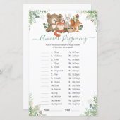 Papier Jeu de grossesse pour animaux de Baby shower de bo (Devant / Derrière)