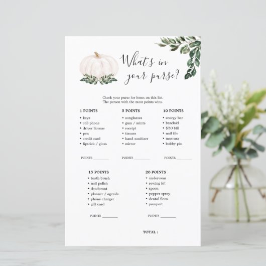 Papier Jeu de la citrouille blanche d'automne Qu'est-ce q (Debout devant)