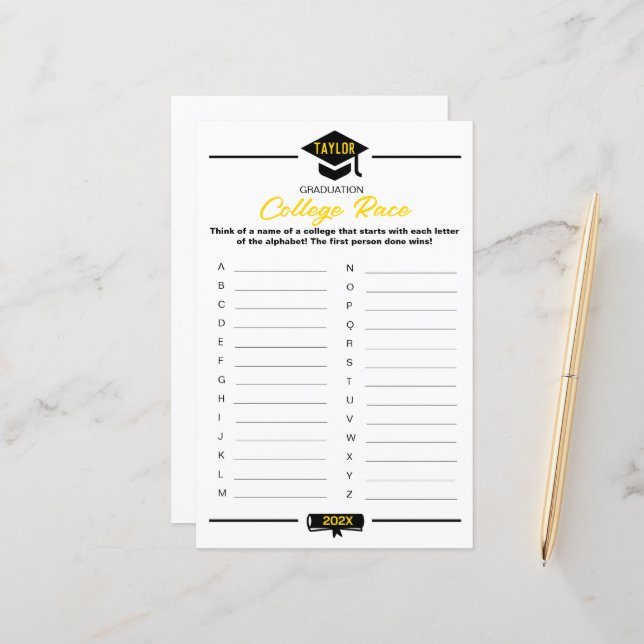 Papier Jeu de la fête de graduation - course de l'univers (Devant/Arrière en situation)