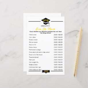 Papier Jeu de la fête de graduation - Jamais ou jamais