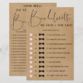 Papier Jeu de la partie de bachelorèse double face (Devant / Derrière)