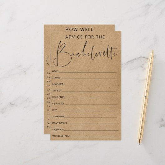 Papier Jeu de la partie de bachelorèse double face (Devant/Arrière en situation)