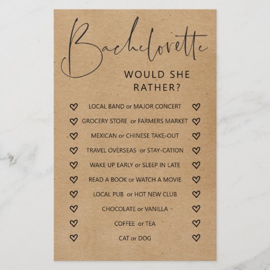 Papier Jeu de la partie de bachelorèse double face (Devant)