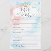 Papier Jeu de la partie de révélation de genre | Voeux po (Devant)