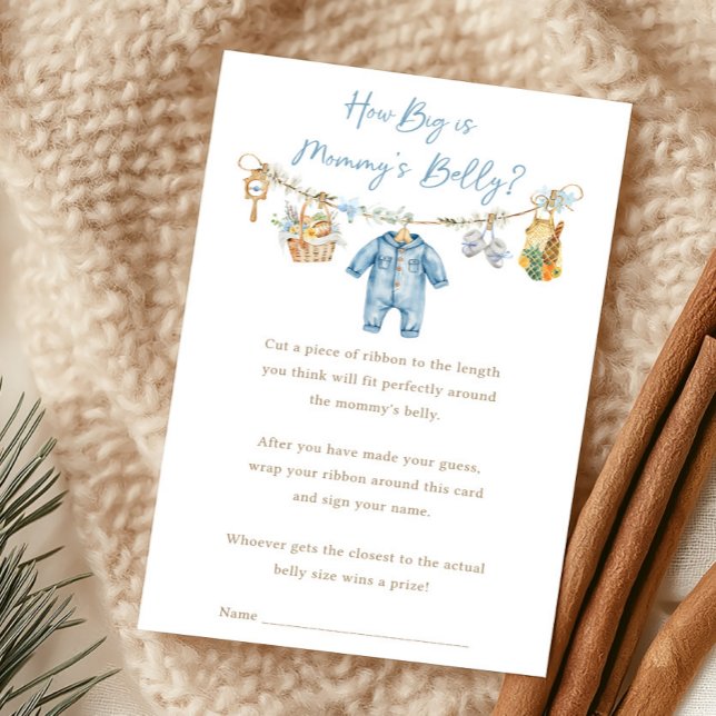 Papier Jeu de la taille du ventre de maman (Blue Locally Grown Baby Shower How Big is Mommy's Belly Game)