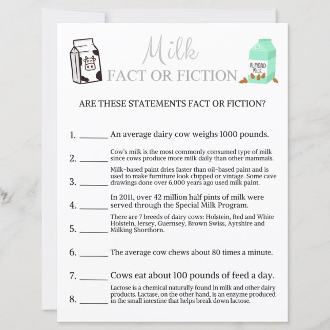 Papier Jeu de lait : fait ou fiction (Devant)