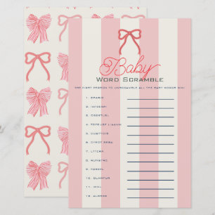 Papier Jeu de lettres brouillées pour bébé avec Nœud Roug