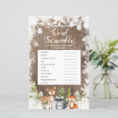 Papier Jeu de lettres mélées Animaux d'hiver Bois Flocons (Debout devant)