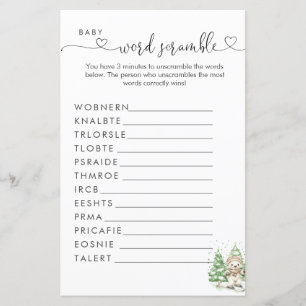 Papier Jeu de lettres mélées pour Baby Shower ours polair