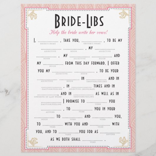 Papier Jeu de Libs de mariée Art Déco (Devant)