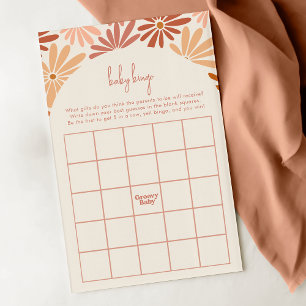 Papier Jeu de lingo bébé rétro floral groovy rose et oran