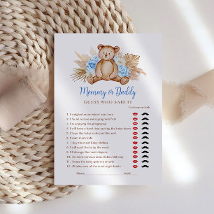 Papier Jeu de maman ou papa bébé garçon ours en peluche
