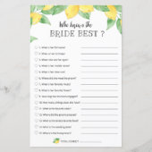 Papier Jeu de mariage au citron - Qui connaît le mieux la (Devant)