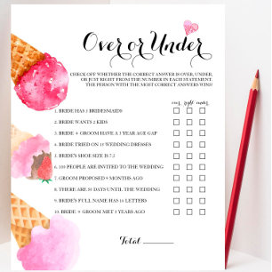 Papier Jeu de mariage aux fraises Over ou Under