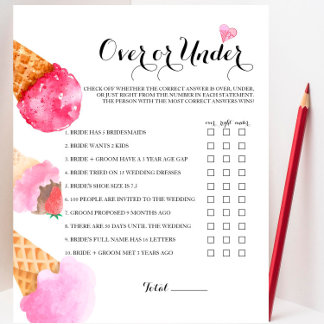 Papier Jeu de mariage aux fraises Over ou Under