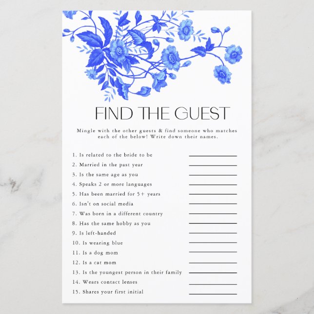 Papier Jeu de mariage avec invité surprise sur le thème f (Devant)
