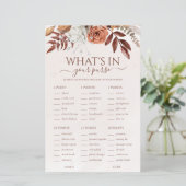 Papier Jeu de mariage Boho Floral Qu'est-ce que vous avez (Debout devant)