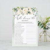 Papier Jeu de mariage Boho végétation Qui connaît le mieu (Debout devant)