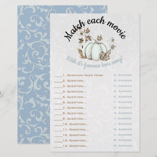Papier Jeu de mariage citrouille blanche or histoire de c (Devant / Derrière)