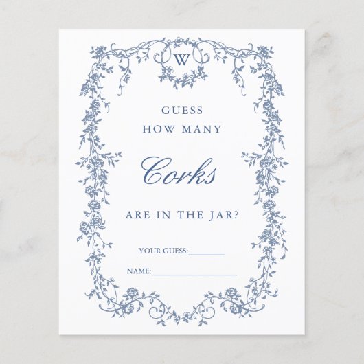 Papier Jeu de mariage classique 'Devinez combien' bleu fr (Devant)