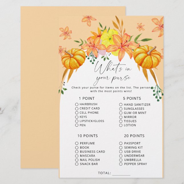 Papier Jeu de mariage d'automne - qu'est-ce qu'il y a dan (Devant / Derrière)