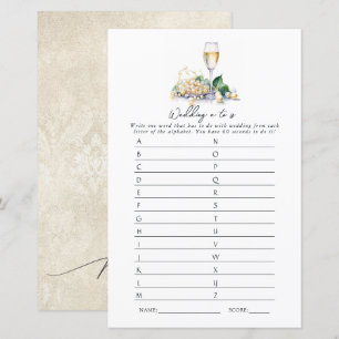 Papier Jeu de mariage de A à Z Perles et Prosecco pour la